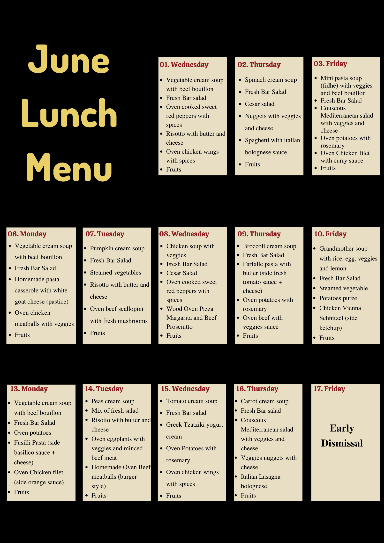 June Lunch Menu Tis Cafeteria June Lunch Menu Tis Cafeteria