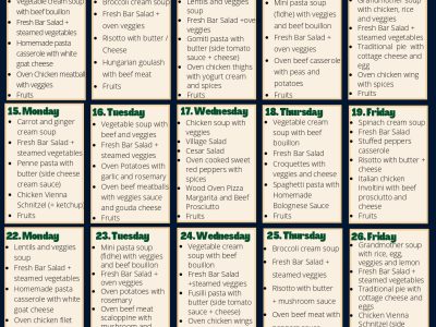 September Lunch Menu