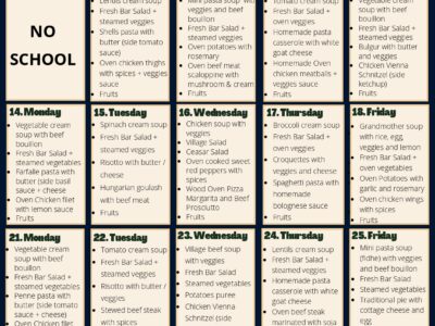 September Lunch Menu
