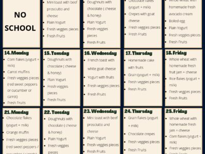 September Snack Menu