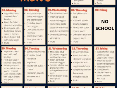 October Lunch Menu